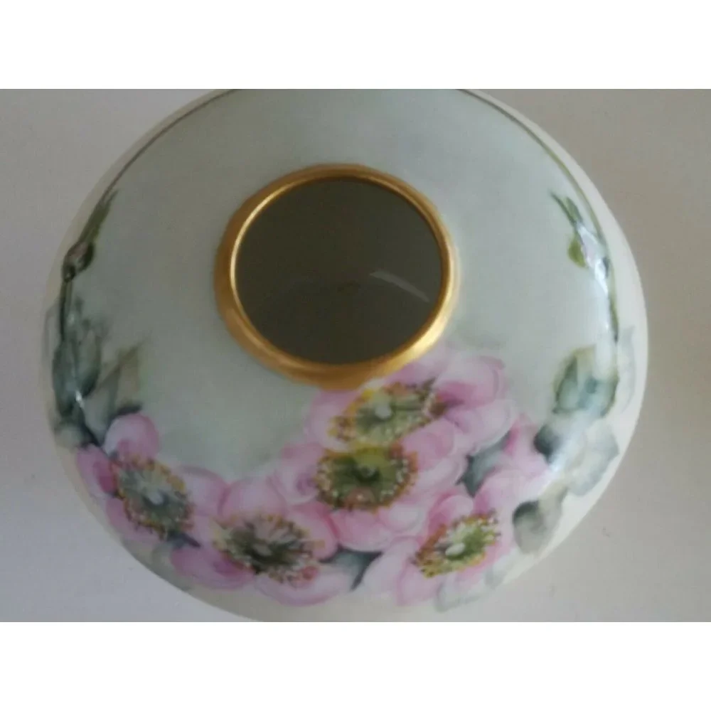 Antique MZ AUSTRIA Porcelain Hand Painted Flowers Vanity/Dresser Set 4 pieces